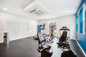 Ventura apartment for rent - A gym with a variety of equipment including treadmills and stationary bikes.