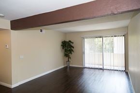 Northridge apartment for rent - living room with plant and entrance to balcony