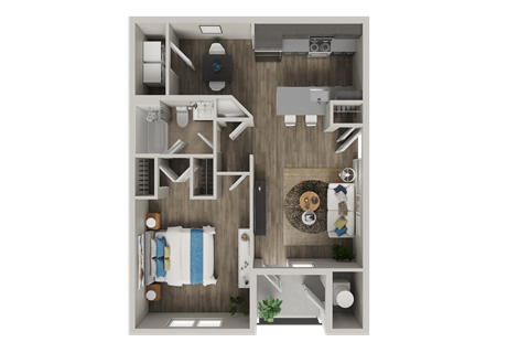 Floor plan for 1 bed, 1 bath, 720 sqft