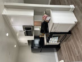 Inglewood apartment for rent - Kitchen with stove, fridge, and microwave