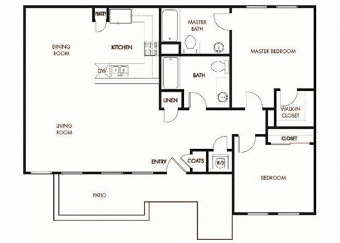 Floor plan for 2 beds, 2 baths, 1174 sqft