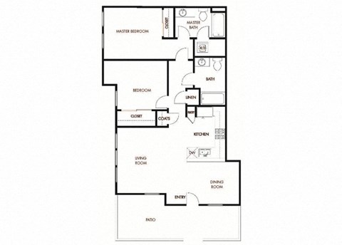 Floor plan for 2 beds, 2 baths, 1058 sqft