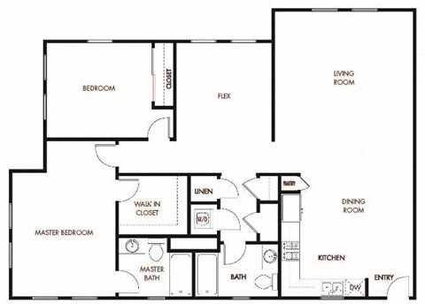 Floor plan for 2 beds, 2 baths, 1404 sqft