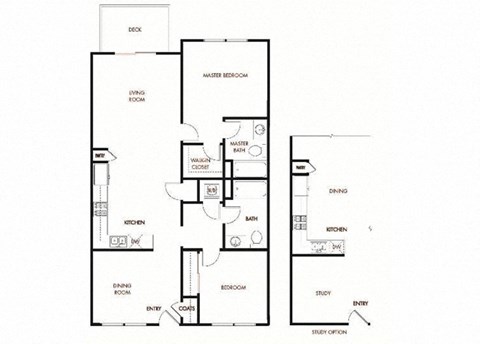 Floor plan for 2 beds, 2 baths, 1137 sqft