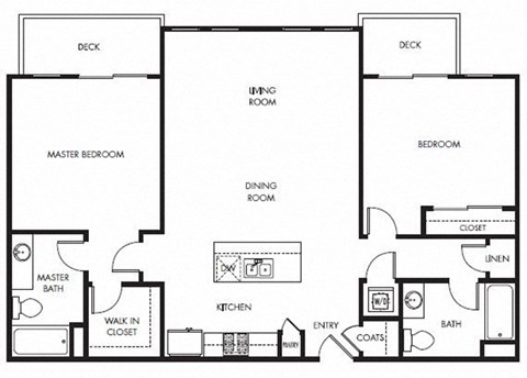 Floor plan for 2 beds, 2 baths, 1188 sqft