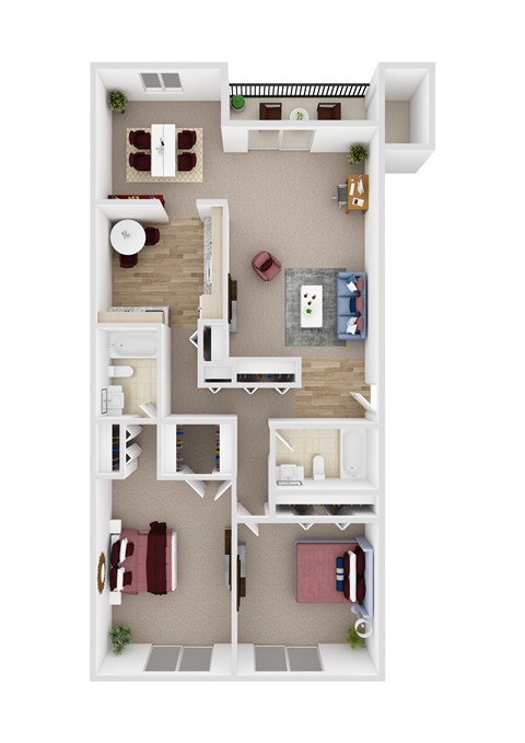 Floor plan for 2 beds, 2 baths, 1120 sqft
