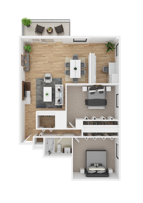 Floor plan for 2 beds, 1 bath, 1000 sqft