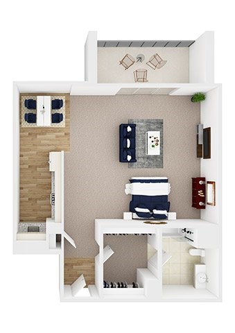 Floor plan for studio, 1 bath, 479 sqft