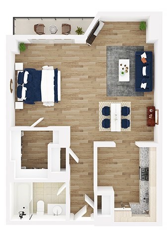 Floor plan for studio, 1 bath, 572 sqft
