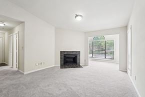 Lawrenceville apartment for rent - A spacious living room with a fireplace and a sun room