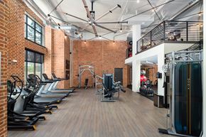 Atlanta apartment for rent - A gym with treadmills, weights and exercise machines.