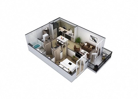 Floor plan for 1 bed, 1 bath, 785 sqft