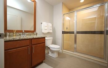 Granite countertops and porcelain tile*