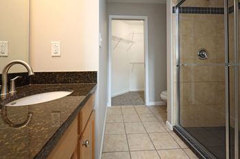 Granite countertops and porcelain tile*