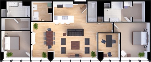 Floor plan for 2 beds, 2.5 baths, 1815 sqft