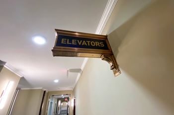 Historic elevator signage at the terminal tower