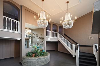 Welcoming lobby in each building
