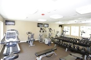 Westminster apartment for rent - a gym with various cardio machines and weights