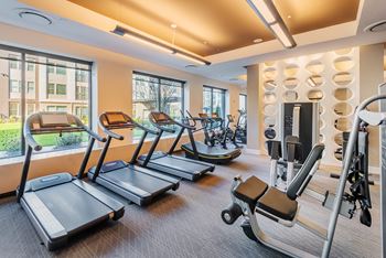 24-Hour fitness center with technogym and peloton on-demand bikes