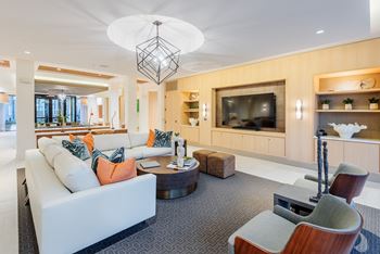 Resident clubhouse with smart tv lounge and billiards