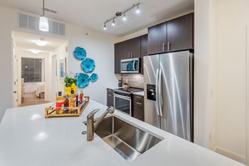 Gourmet chef's kitchen with stainless steel appliances