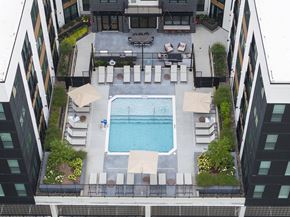 Raleigh apartment for rent - an overhead view of a pool in the middle of a building