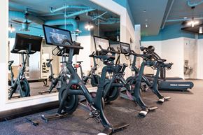 Raleigh apartment for rent - a group of spin bikes in a gym