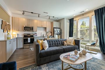 Raleigh apartment for rent - a living room with a couch and a table