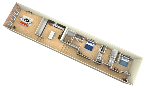 Floor plan for 2 beds, 2 baths, 1553 sqft