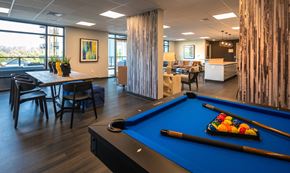 Pittsboro apartment for rent - a games room with a pool table and a dining table