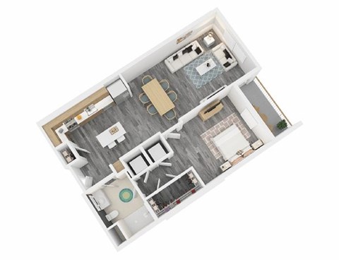 Floor plan for 1 bed, 1 bath, 803 sqft