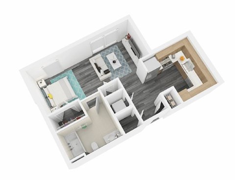 Floor plan for studio, 1 bath, 513 sqft