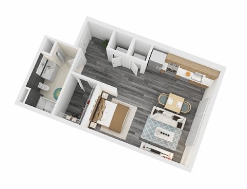 Floor plan for studio, 1 bath, 563 sqft