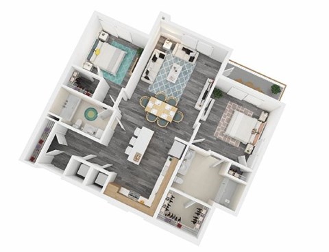 Floor plan for 2 beds, 2 baths, 1138 sqft