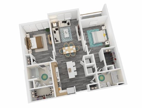 Floor plan for 2 beds, 2 baths, 1133 sqft