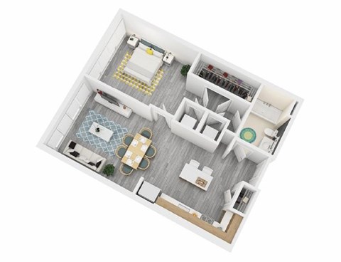 Floor plan for 1 bed, 1 bath, 752 sqft