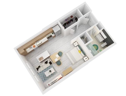 Floor plan for studio, 1 bath, 610 sqft