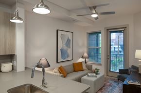 Durham apartment for rent - a living room with a couch and a coffee table in front of a window