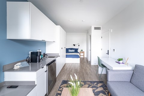 Floor plan for studio, 1 bath, 265 sqft