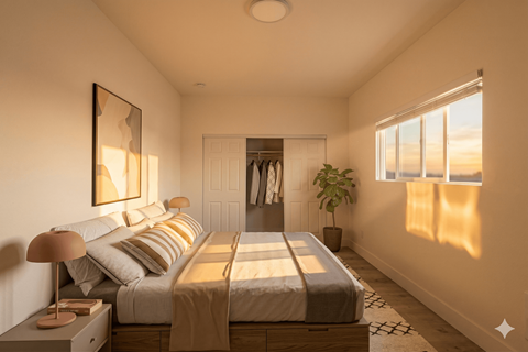 Floor plan for 1 bed, 1 bath, 500 sqft