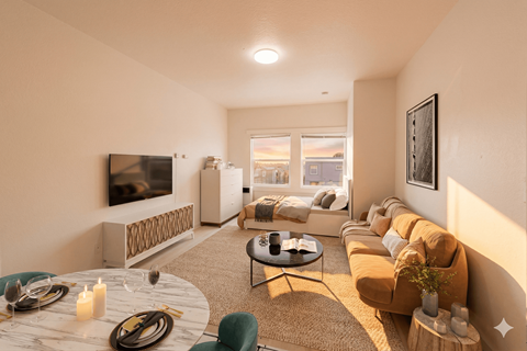 Floor plan for studio, 1 bath, 450 sqft