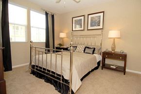 Upland apartment for rent - Bedroom with night stand and large windows
