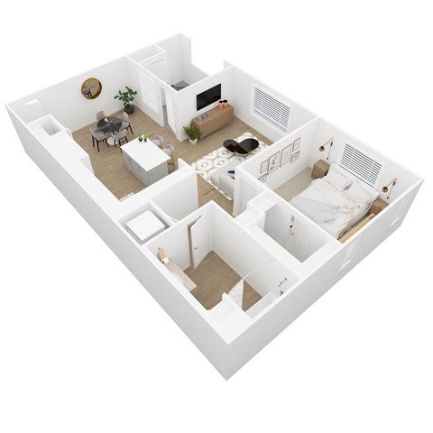 Floor plan for 1 bed, 1 bath, 765 sqft