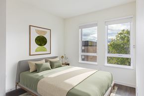 San Leandro apartment for rent - Staged bedroom photo with windows