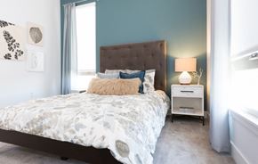 Sunnyvale apartment for rent - furnished model bedroom with large windows