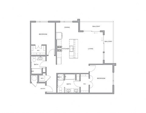 Floor plan for 2 beds, 2 baths, 1315 sqft