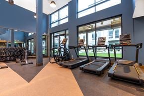 Bothell apartment for rent - A gym with treadmills, weights, and exercise equipment.