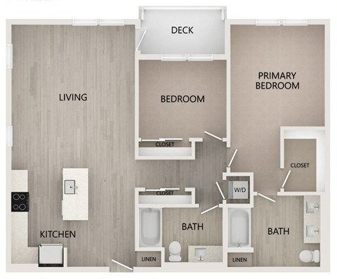 Floor plan for 2 beds, 2 baths, 1149 sqft