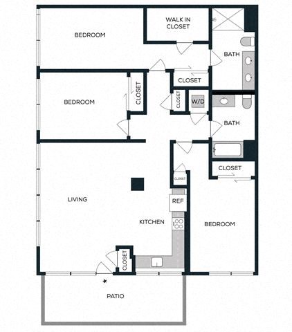 Floor plan for 3 beds, 2 baths, 1471 sqft