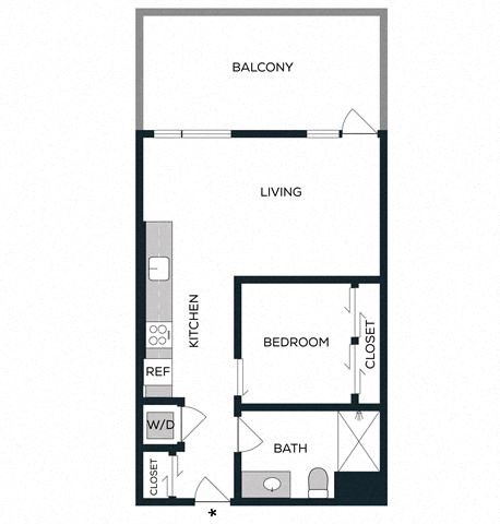 Floor plan for 1 bed, 1 bath, 519 sqft